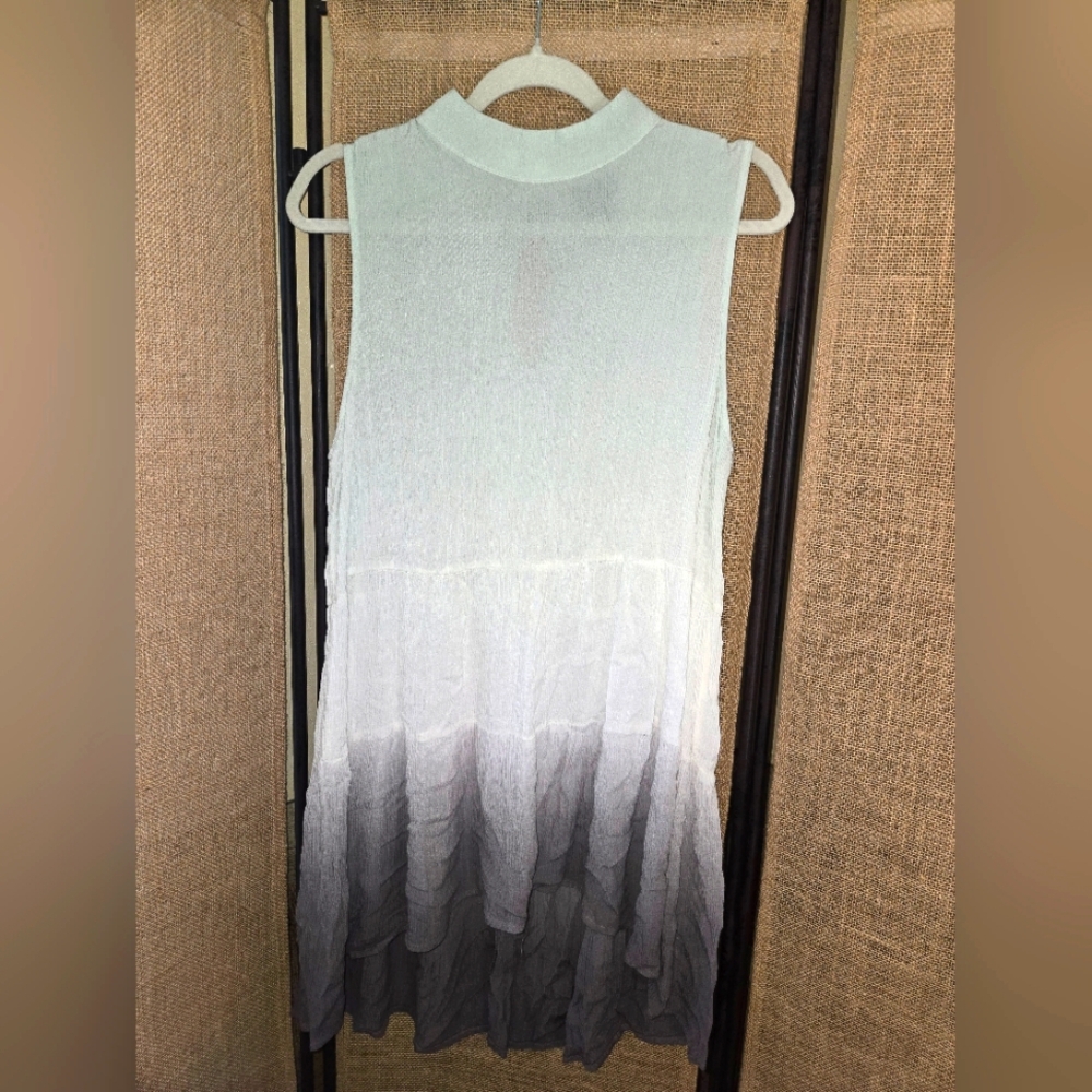 Women's Daytrip Sleeveless High Low Ombre Dress White Bluegreen Gray Size Medium